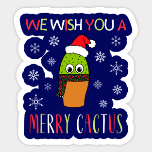 We Wish You A Merry Cactus - Cute Cactus With Christmas Scarf Sticker